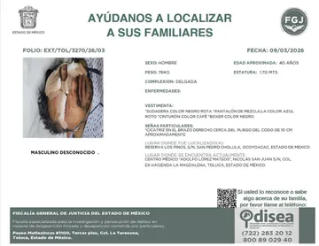 Buscan a familiares de hombre que ingresó a reserva de Ocoyoacac