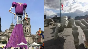 Catrina gigante es colocada en el Zócalo de la CDMX