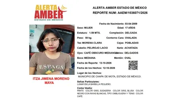 Alerta Amber: Se busca a Itza Jimena Moreno Maya, desaparecida en Chapa de Mota