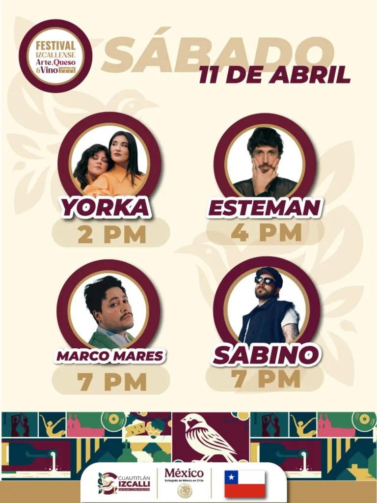 Cuautitlán Izcalli: Cartelera del Festival Izcallense Arte, Queso y vino para este sábado 11 de abril