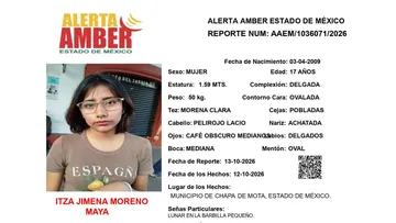Alerta Amber: Se busca a Itza Jimena Moreno Maya; desapareció en Chapa de Mota