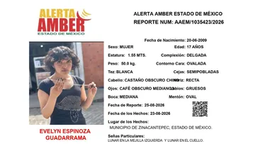 Alerta Amber: Se busca a Evelyn Espinoza Guadarrama; desapareció en Zinacantepec