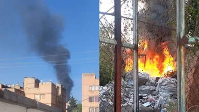 Incendio en predio con residuos industriales y PET en Atizapán