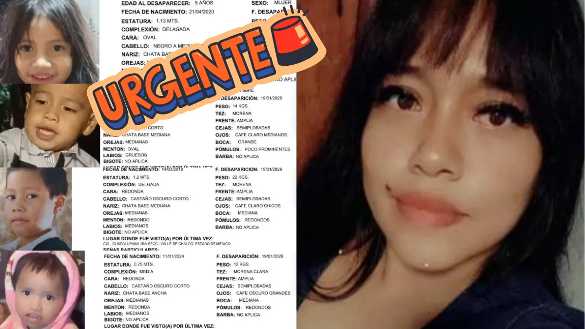 Familiares y autoridades buscan a Verónica Aguilar Ramírez y a sus cuatro hijos desaparecidos en Valle de Chalco.