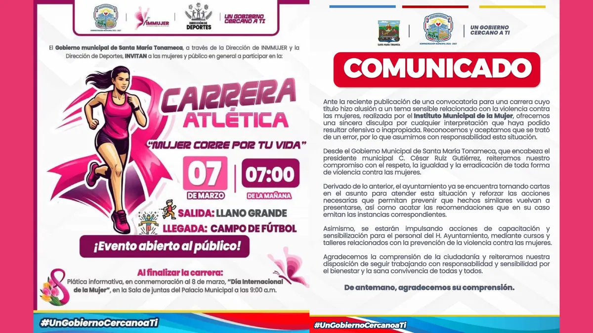 Carrera “Mujer corre por tu vida” causa indignación entre los habitantes de Oaxaca
