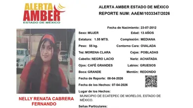 Nelly Renata Cabrera Fernando desapareció en Ecatepec; autoridades piden apoyo ciudadano para localizarla.