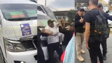 Momento en que una mujer policía cachetea a un chofer durante un operativo en Teoloyucan.