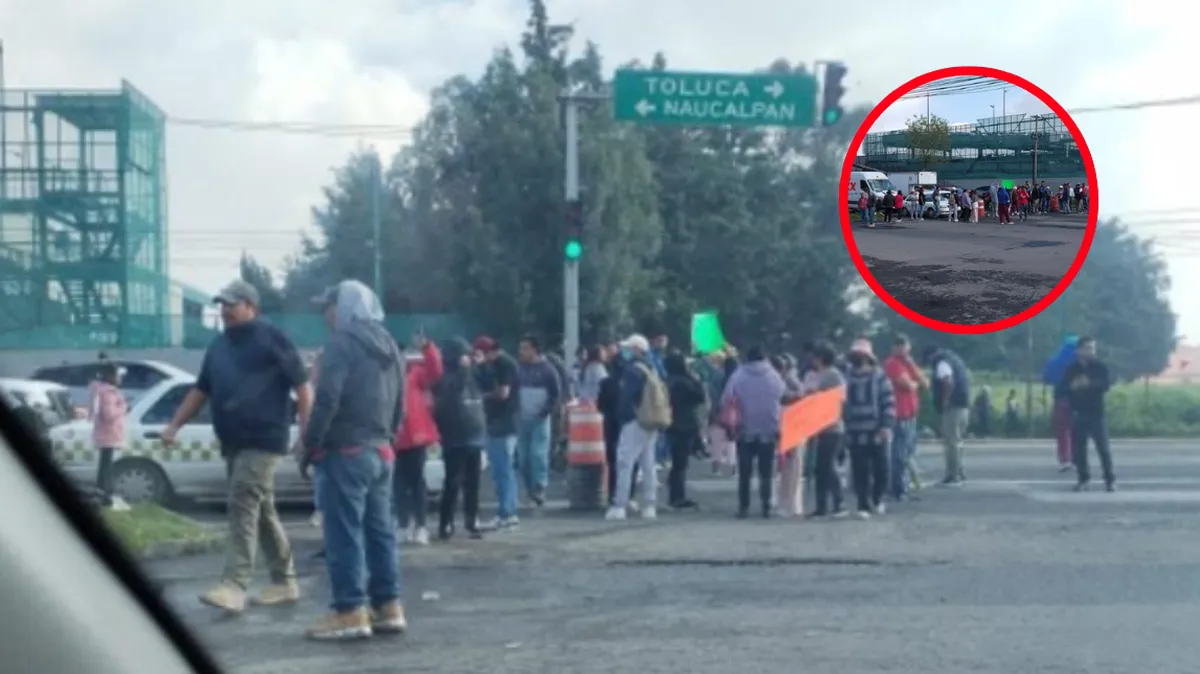 Bloqueo en Bulevar Aeropuerto de Toluca por falta de calles dignas