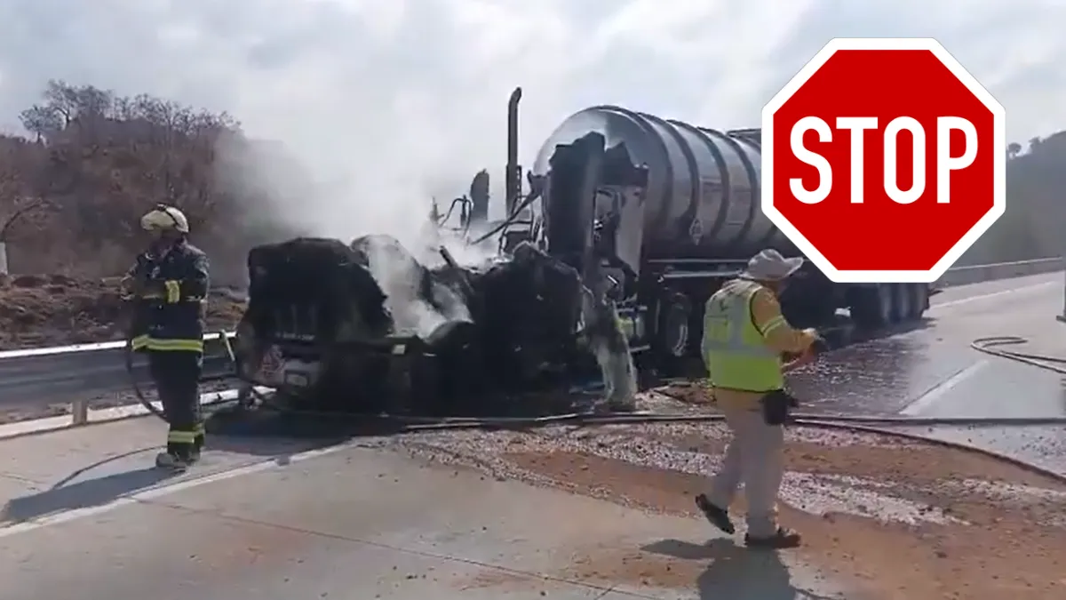 Incendio de tractocamión con turbosina obligó al cierre de la México-Puebla hacia CDMX en el km 43, en Ixtapaluca.