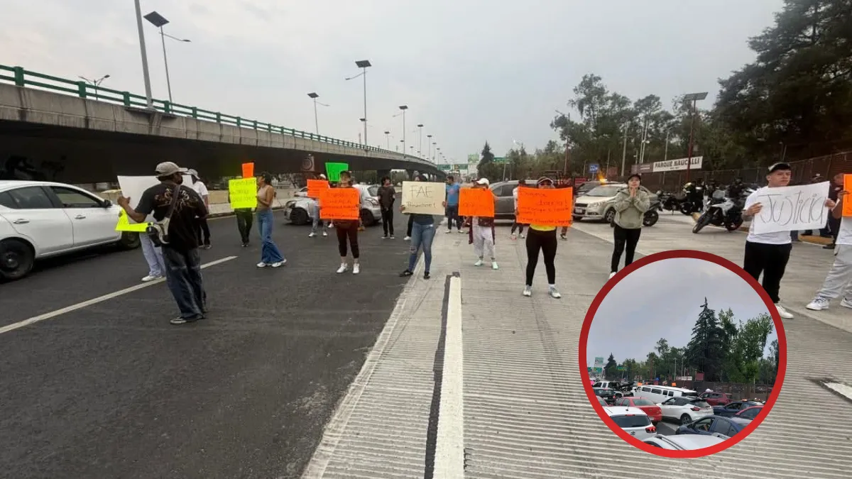 Familiares de Enrique “N” y Luis Enrique “N” realizan bloqueo parcial en Periférico Norte