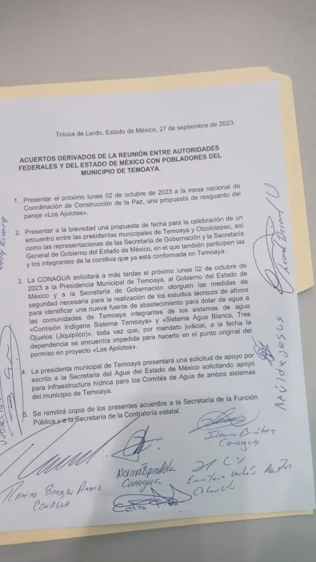 Logran primeros acuerdos en Temoaya, descartan bloquear autopista Toluca-Atlacomulco