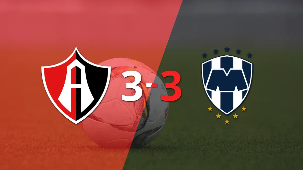 Doblete de Jeremy Márquez en el empate a 3 entre Atlas y CF Monterrey