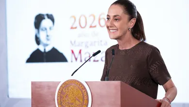 La presidenta Claudia Sheinbaum durante su conferencia sobre reformas electorales y judiciales.