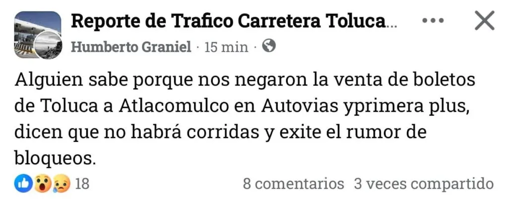 Suspenden venta de boletos en Edomex por disturbios en Jalisco y Michoacán