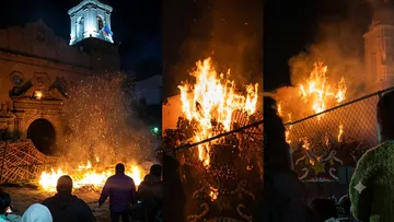 Fuegos artificiales provocan incendio en arco de iglesia en Huixquilucan [VIDEO]