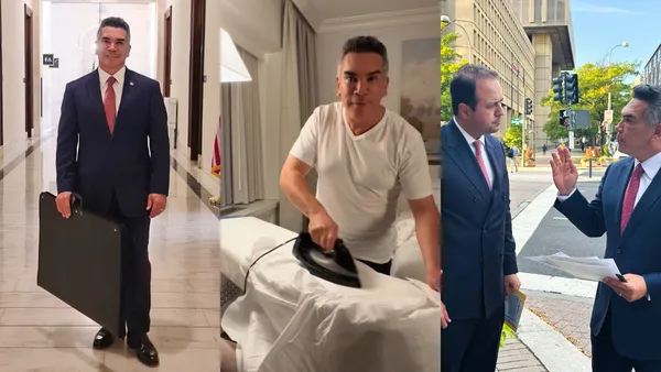 Alito Moreno combina política y vida personal: desde Washington publicó un video planchando una camisa antes de reuniones clave.