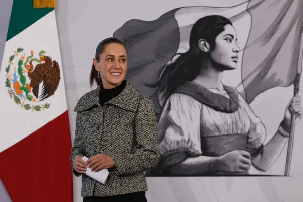 La presidenta Claudia Sheinbaum, durante su conferencia de este jueves 18 de diciembre.