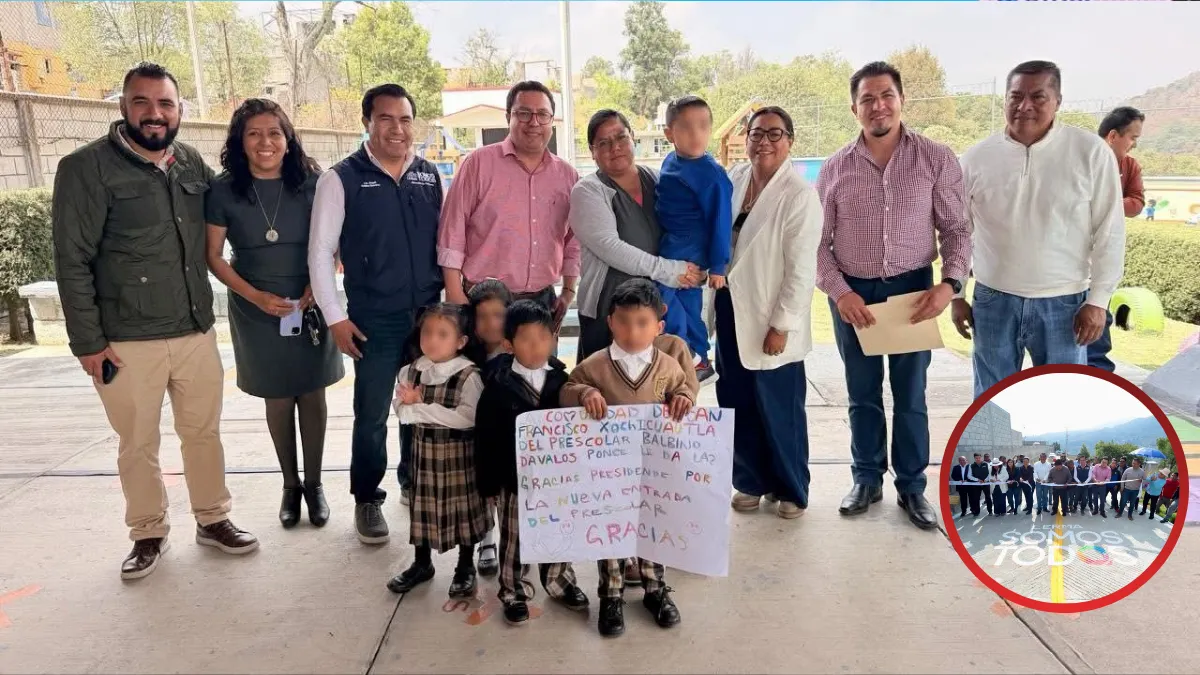 Miguel Ángel Ramírez entrega construcción de acceso principal a Jardín de Niños en Lerma