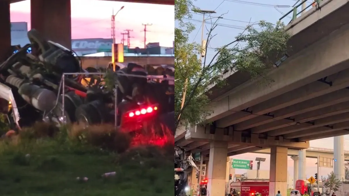 Tractocamión cae desde puente vehicular de Diaz Mirón en Toluca [VIDEO]