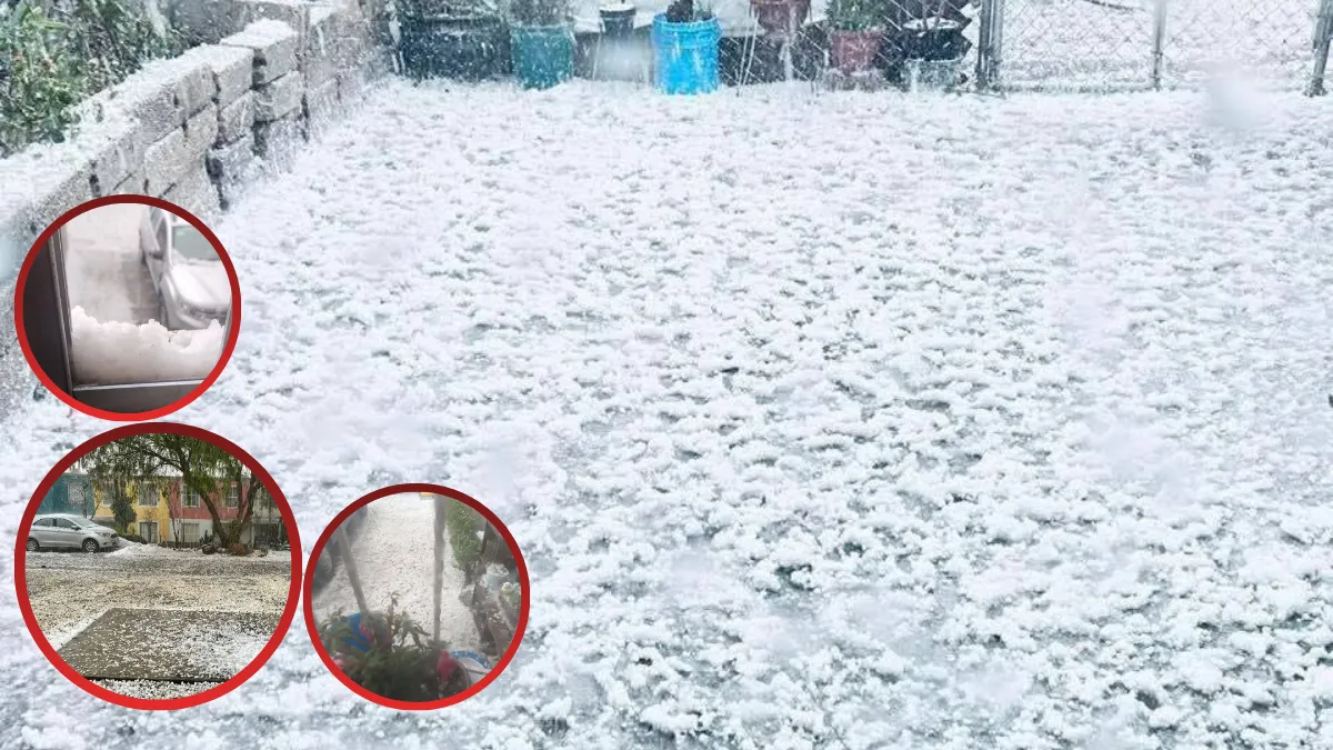 Granizada tapiza de blanco las calles en Cuautitlán Izcalli