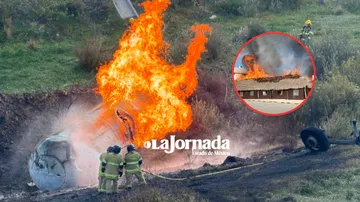 Volcadura de pipa provoca explosión e incendio en la Calpulalpan-Texcoco