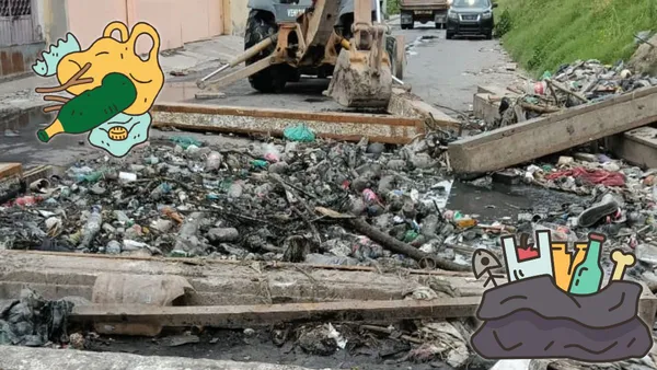 Ecatepec retira tapón de basura en Colector Veracruz Las Flores