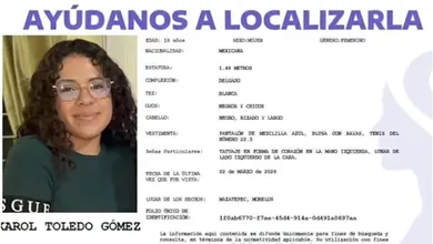 Karol Toledo Gómez, de 18 años, quien fue reportada como desaparecida desde el pasado 2 de marzo.