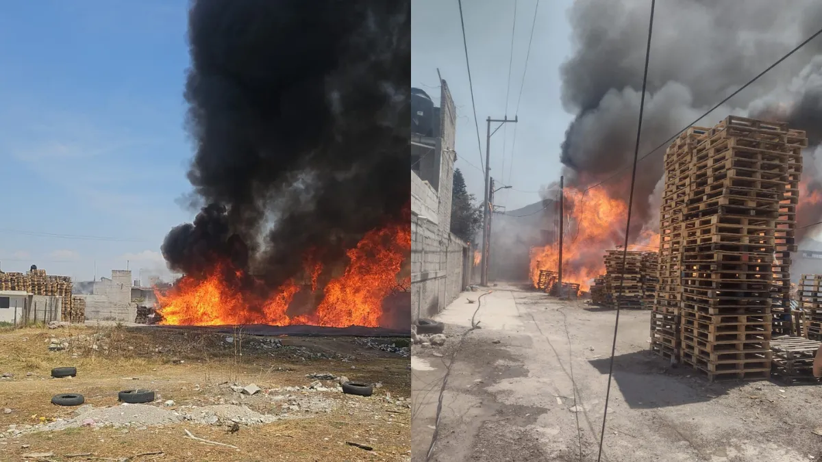 Se incendia fábrica de tarimas en Ecatepec