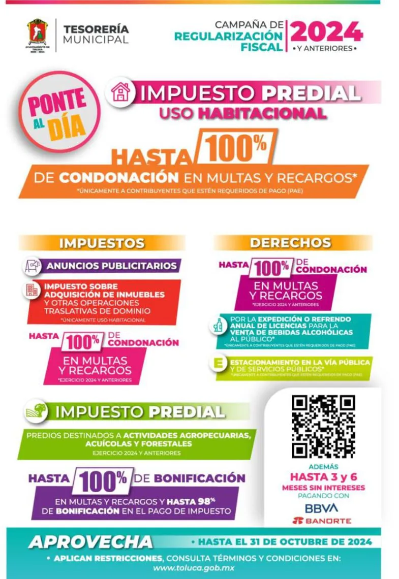 Aprovecha los últimos días de bonificaciones fiscales en Toluca