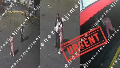 Momento en que el hombre toma de la mano a la joven con síndrome de Down en Iztapalapa.