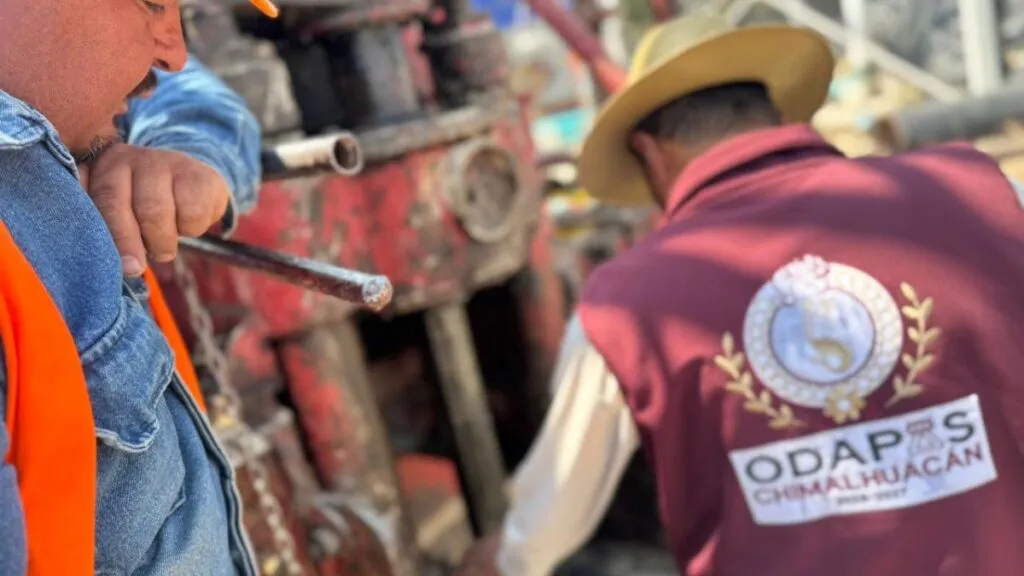 Avanza reperforación del pozo “Hojalateros” en Chimalhuacán; superan los 200 metros de profundidad
