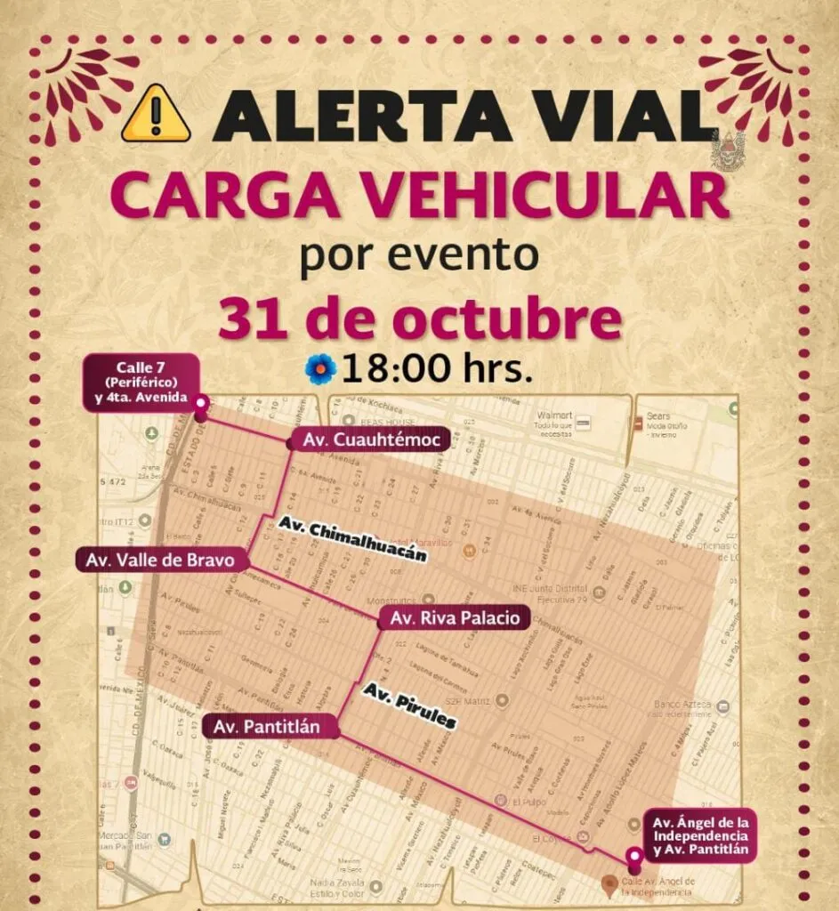 Cierre vial en Nezahualcóyotl por el recorrido de las Caravanas de Día de Muertos