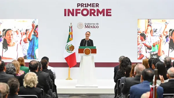 Claudia Sheinbaum durante su Primer Informe de Gobierno en Palacio Nacional.