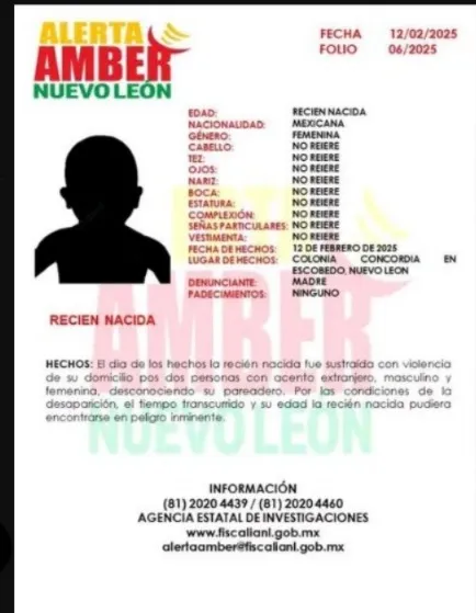 [VIDEO] Alerta Amber por robo de bebé recién nacida; extranjeros habrían inducido el parto a la madre en NL