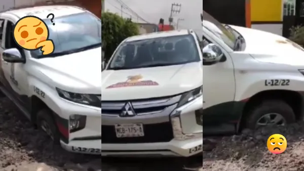 Trabajadores de Obras Públicas caen en un bache recién “reparado” en la colonia Benito Juárez de Neza.