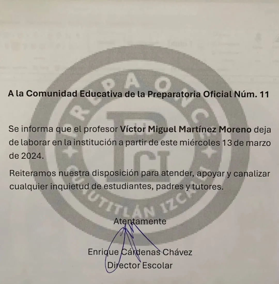 Alumnas de Prepa 11 denuncian acoso sexual y logran destitución de profesor en Cuautitlán Izcalli