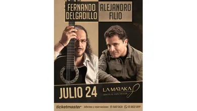 Fernando Delgadillo y Alejandro Filio en concierto de trova en La Maraka, CDMX