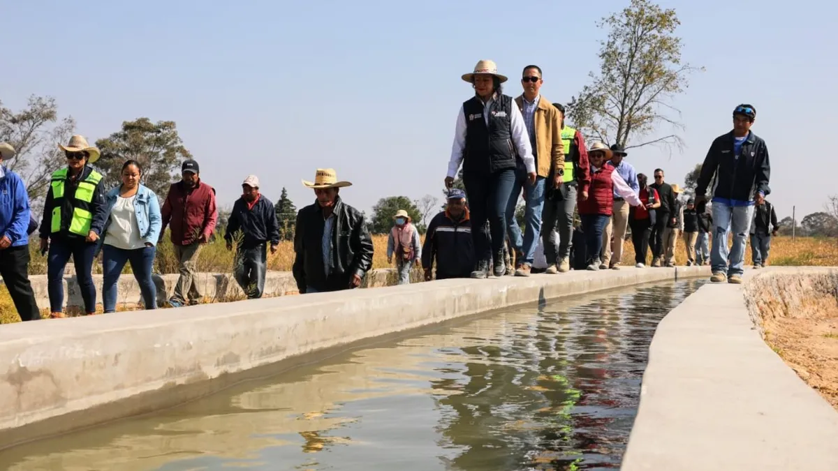 Aculco: Modernizan canal de riego “El Diez”