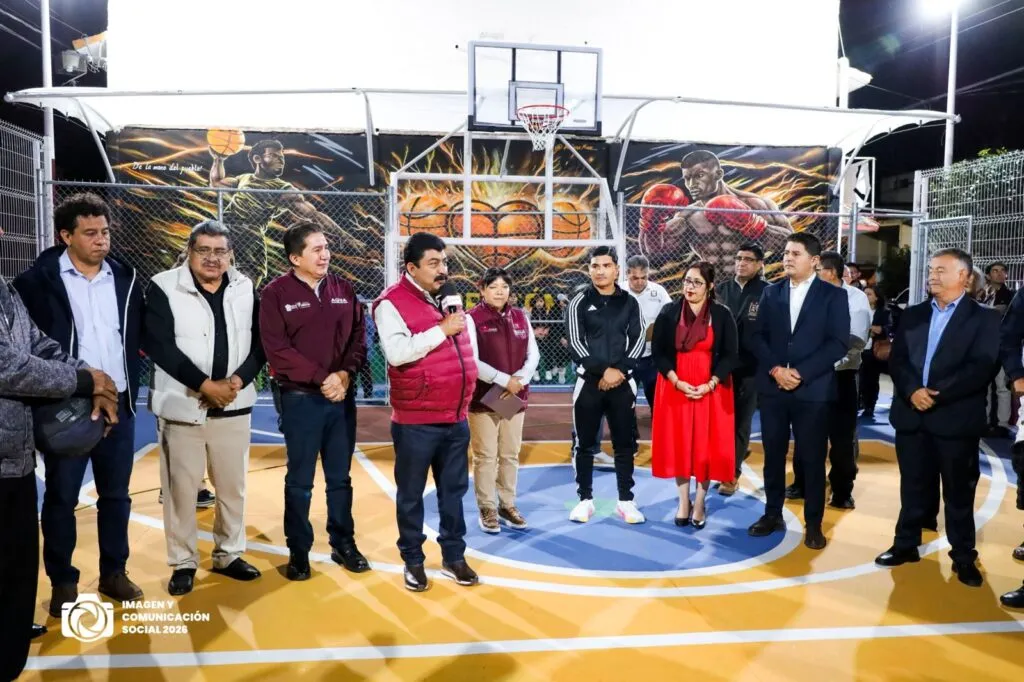 Inauguran multicancha en Santa María Tulantongo: Nazario Gutiérrez apuesta por el deporte en Texcoco
