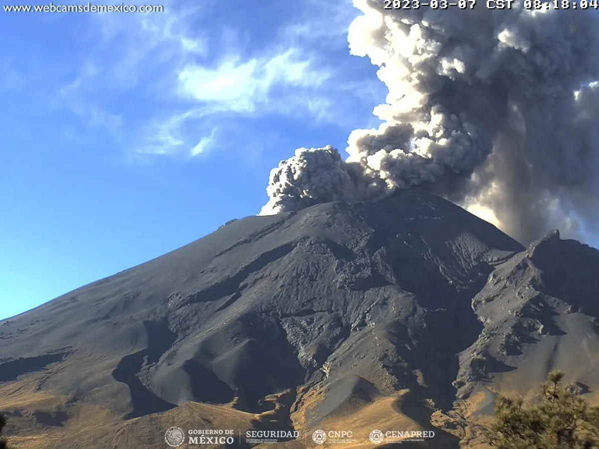 Incrementa actividad en el volcán Popocatépetl