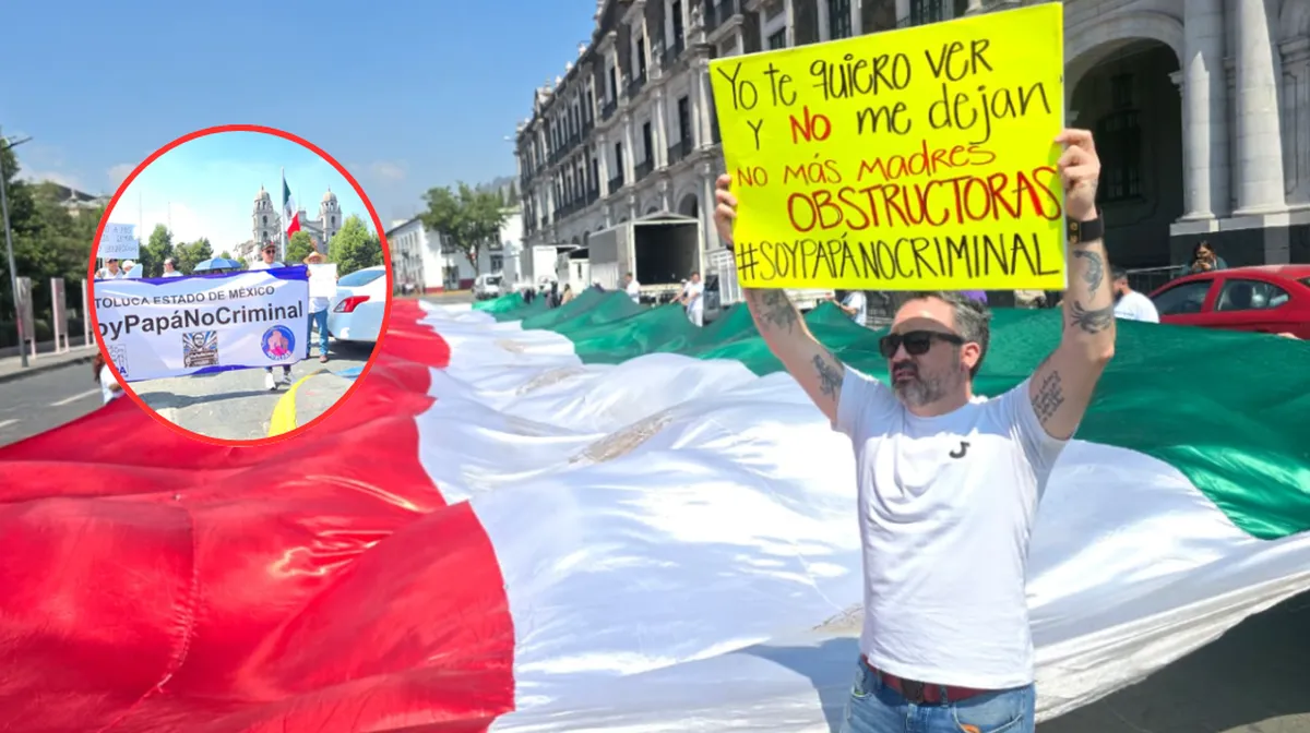 Exigen justicia equitativa: Colectivos de padres de familia protestan en Toluca por la custodia compartida