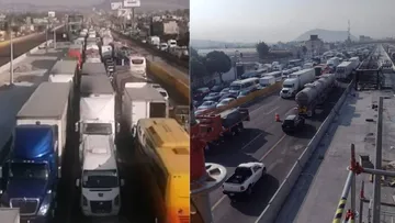 Caos vehicular en autopista México-Puebla por obras del Trolebús Chalco Santa-Marta