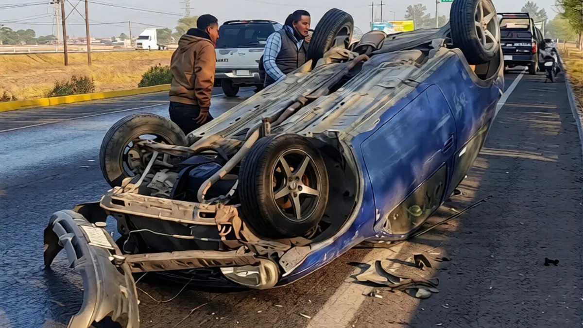 ¡Cuidado! Vehículo volcado provoca tráfico en la Toluca-Atlacomulco
