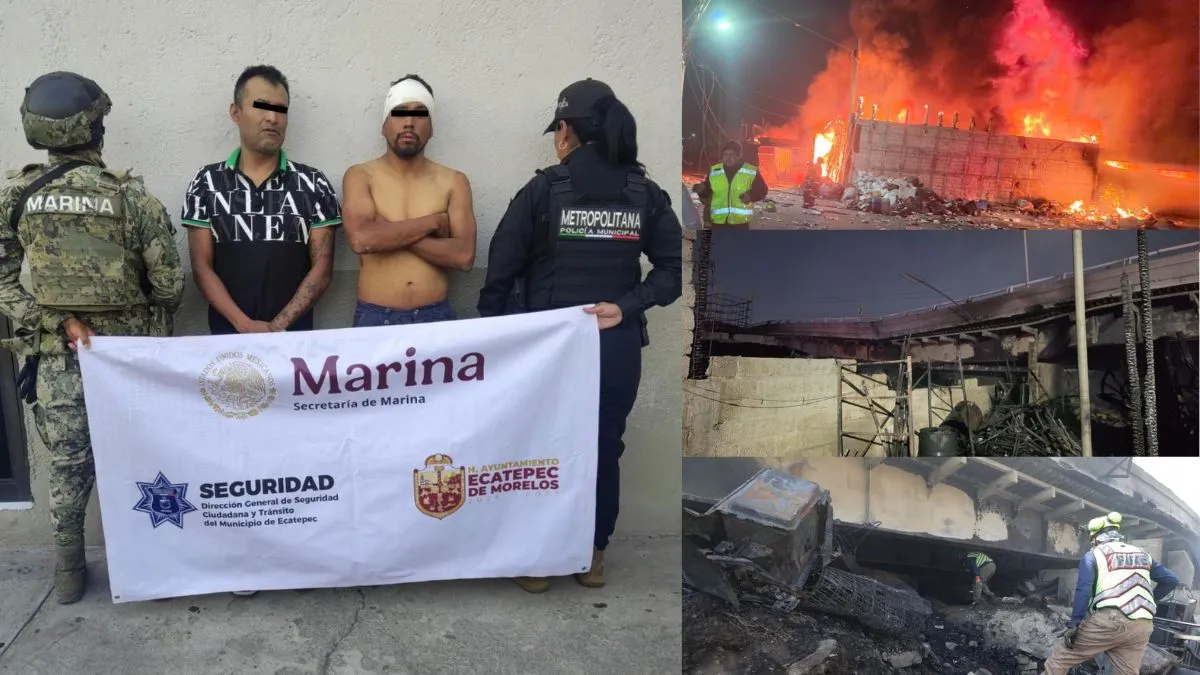 Autoridades detienen a dos por incendio que generó daños en la autopista en Ecatepec