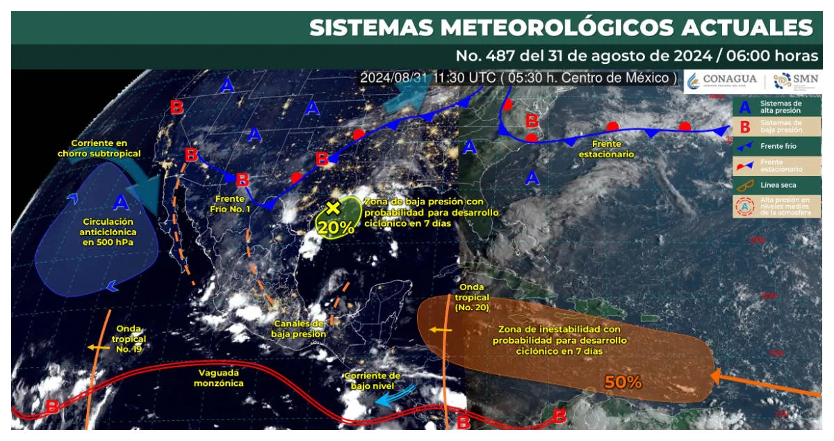 Primer frente frío en México dejará LLUVIAS y DESCENSOS de temperaturas en estos estados