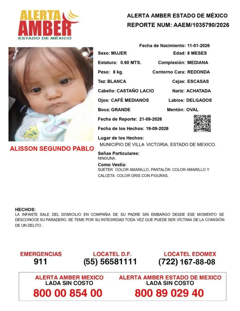 Alerta Amber: Se busca a Alisson Segundo Pablo, desapareció en Villa Victoria