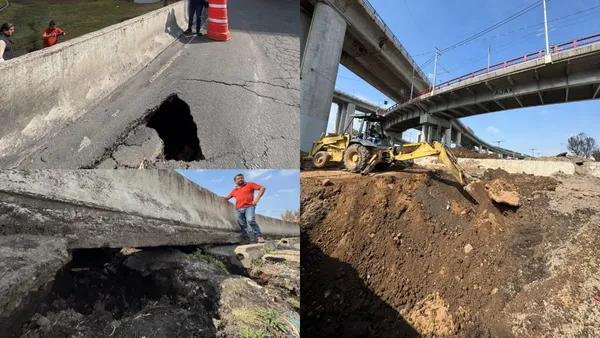 Labores de reparación en el Puente de la Concordia, tras la aparición de una grieta geológica.