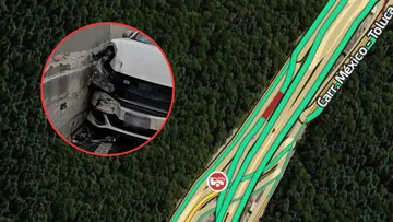 Auto se impacta contra muro en la México-Toluca, se reportan afectaciones