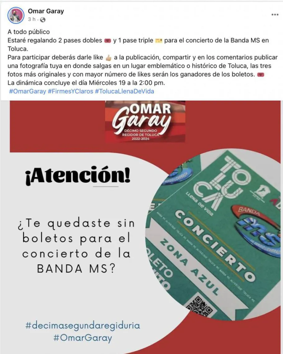 Boletos gratuitos para conciertos en Toluca son revendidos
