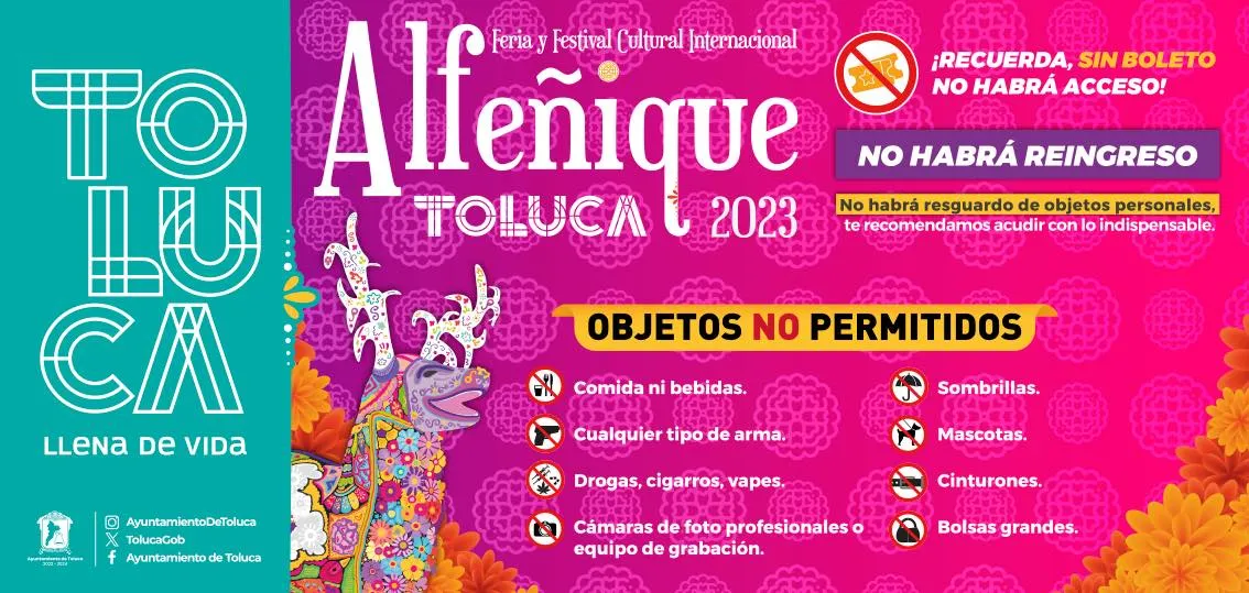 Feria del Alfeñique Toluca: Objetos no permitidos